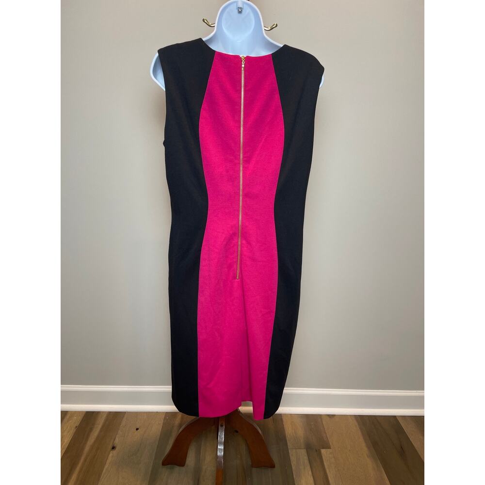 Tahari Arthur S. Levine Sheath Dress Size 12 Fuchsia Pink Black New With Tag - Picture 3 of 9